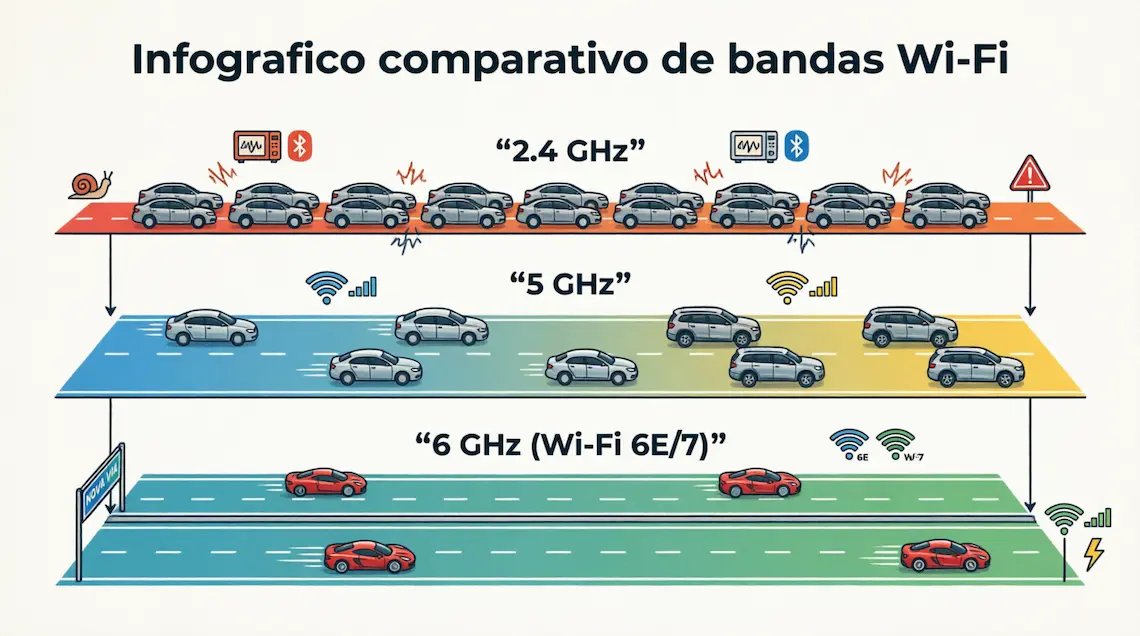 Diferença de alcance e velocidade das redes wi-fi 2.4GHz, 5GHz e 6GHz