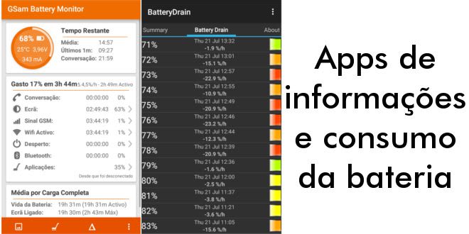 Apps de informações e consumo da bateria