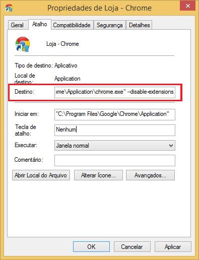 chrome atalho