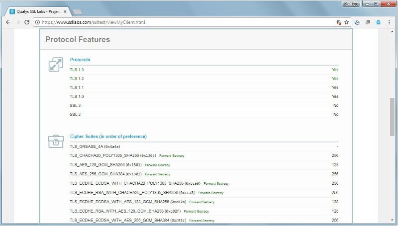 chrome tls 13 habilitado