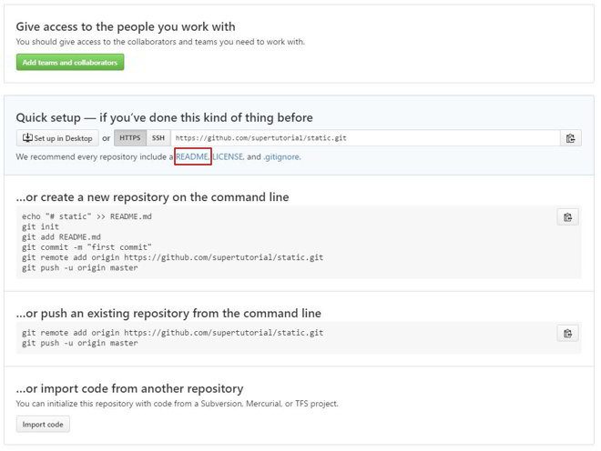 criar readme repositorio github