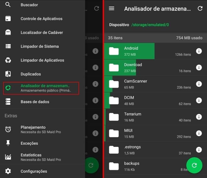encontrar maiores arquivos android sdmaid