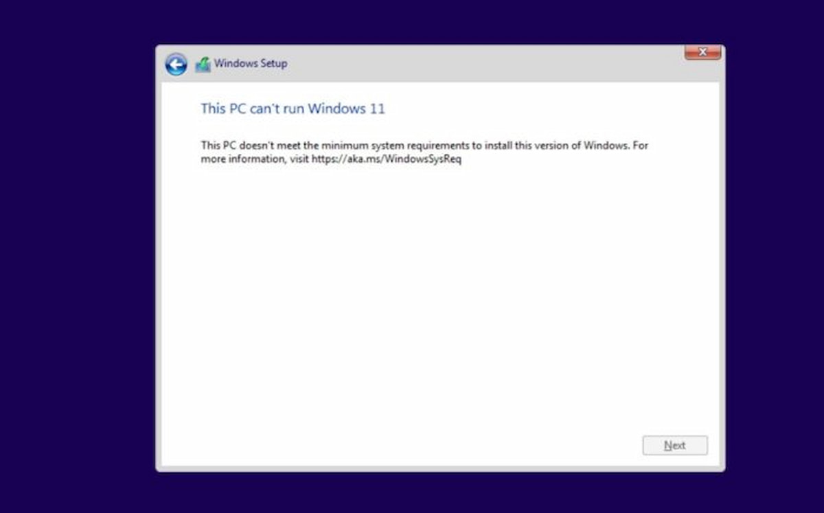 erro instalar windows11 sem tpm2