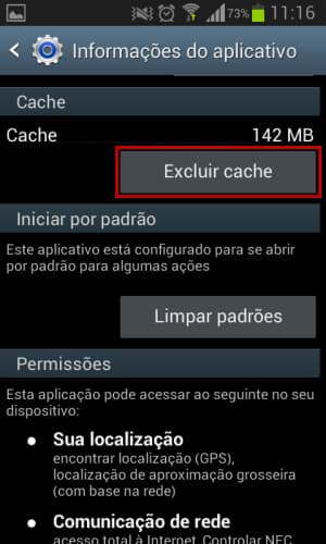 excluir cache android