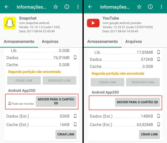 mover apps cartao sd