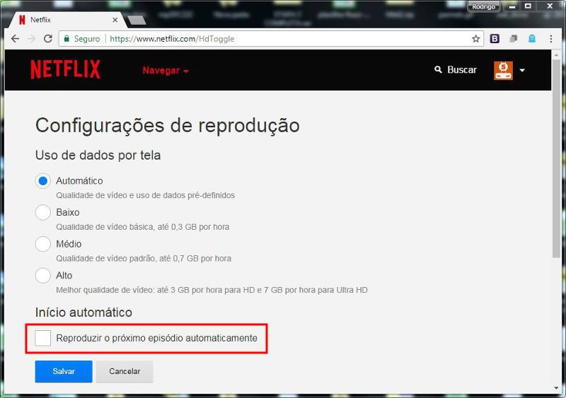 netflix episodios automatico qualidade