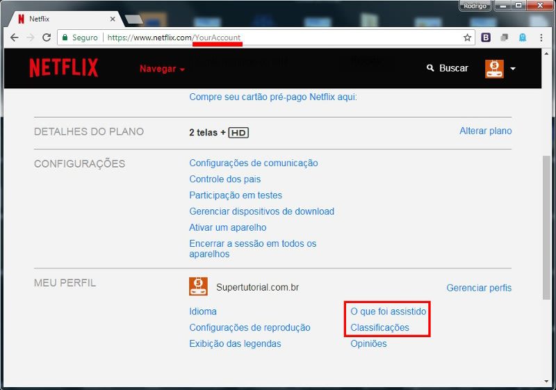 netflix menu opcoes