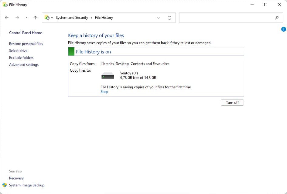 pendrive habilitar versoes arquivos