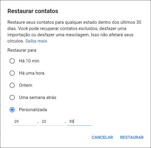 recuperar contatos android