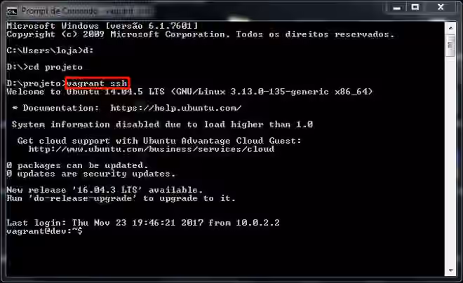 vagrant ssh