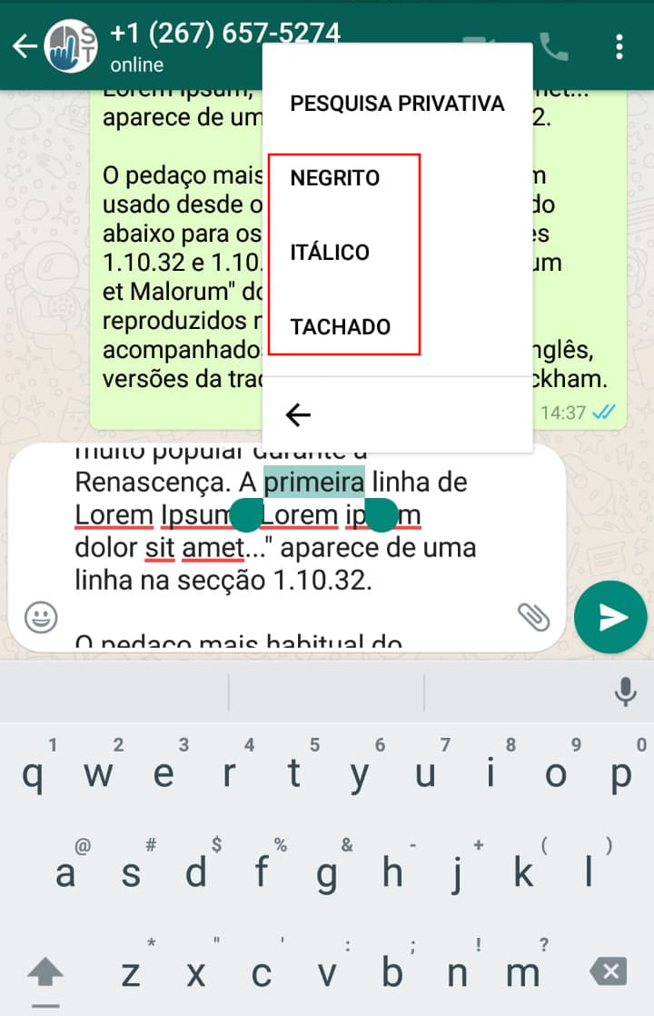 whatsapp negrito italico tachado