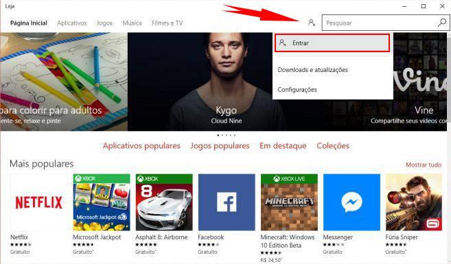 windows store conta local login