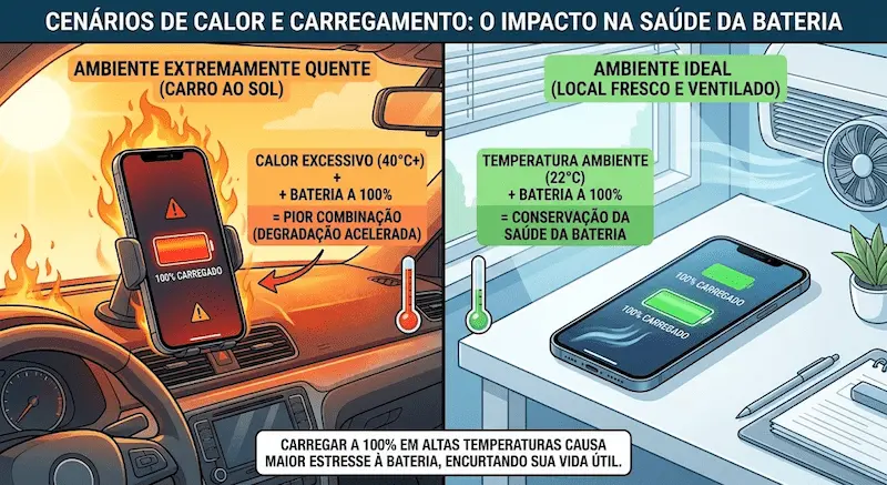 bateria calor carregamento