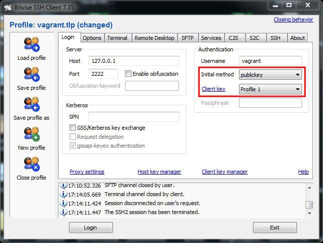 conectar cliente ssh chave privada