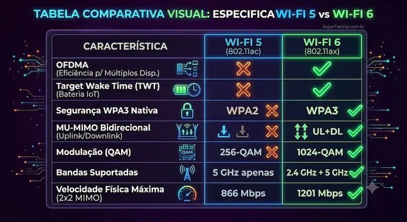 especificacoes wi fi 5 vs wi fi 6